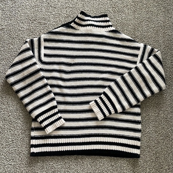 J. Crew Cable-knit mockneck pullover in stripe with jewel buttons - Picture 5 of 5